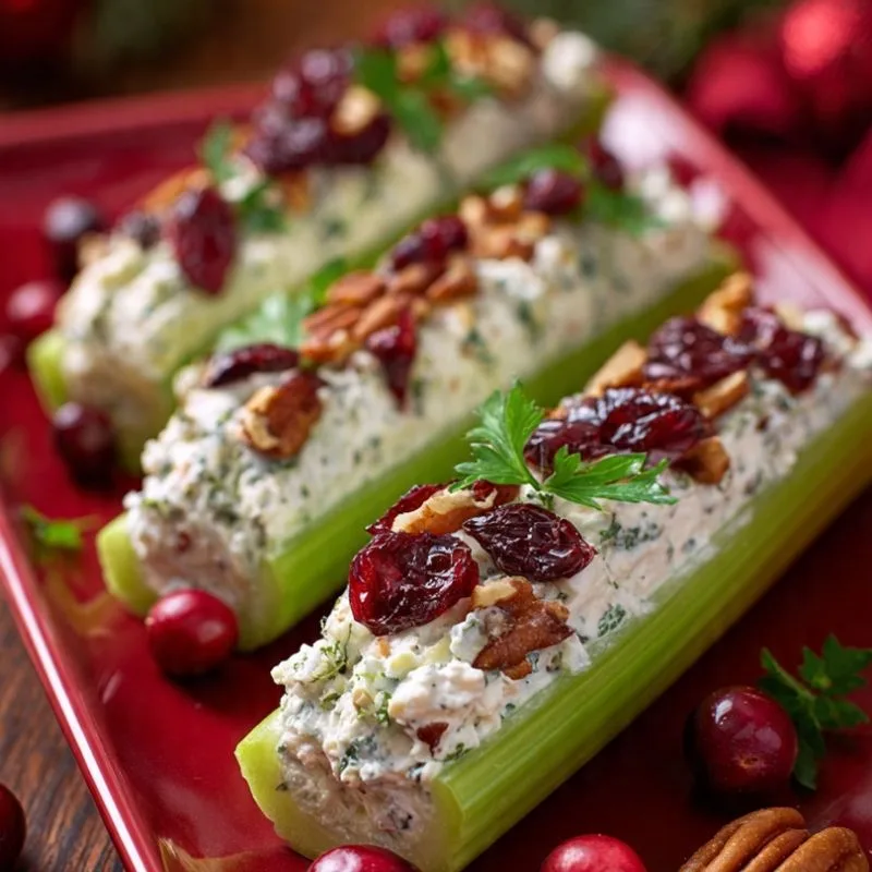 Festive Cranberry Pecan Stuffed Celery Recipe