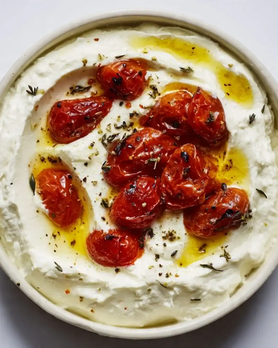 Creamy Whipped Feta Dip with Roasted Cherry Tomatoes