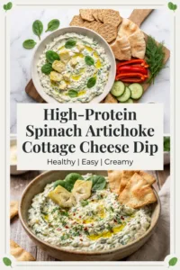 High-Protein Spinach Artichoke Cottage Cheese Dip