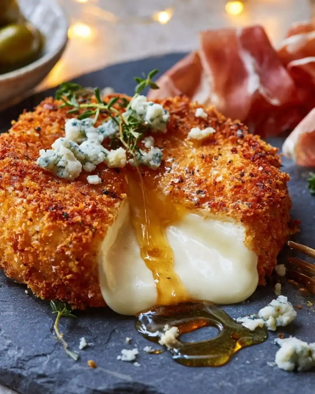 Crispy Fried Camembert with Honey