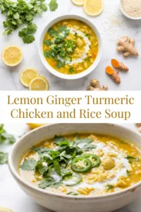 Lemon Ginger Turmeric Chicken and Rice Soup