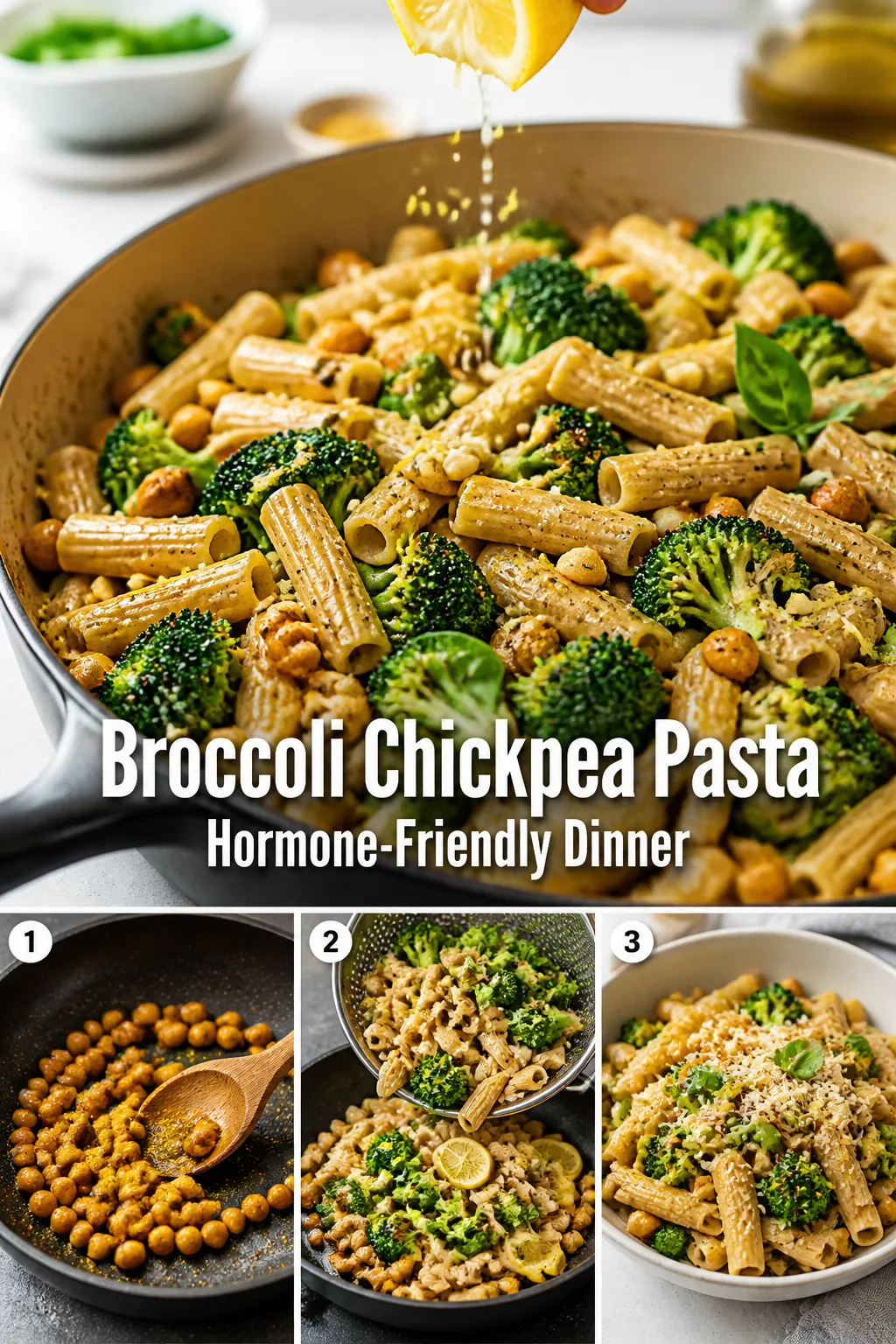 Hormone-Balancing Dinner: Broccoli Chickpea Lemon Pasta