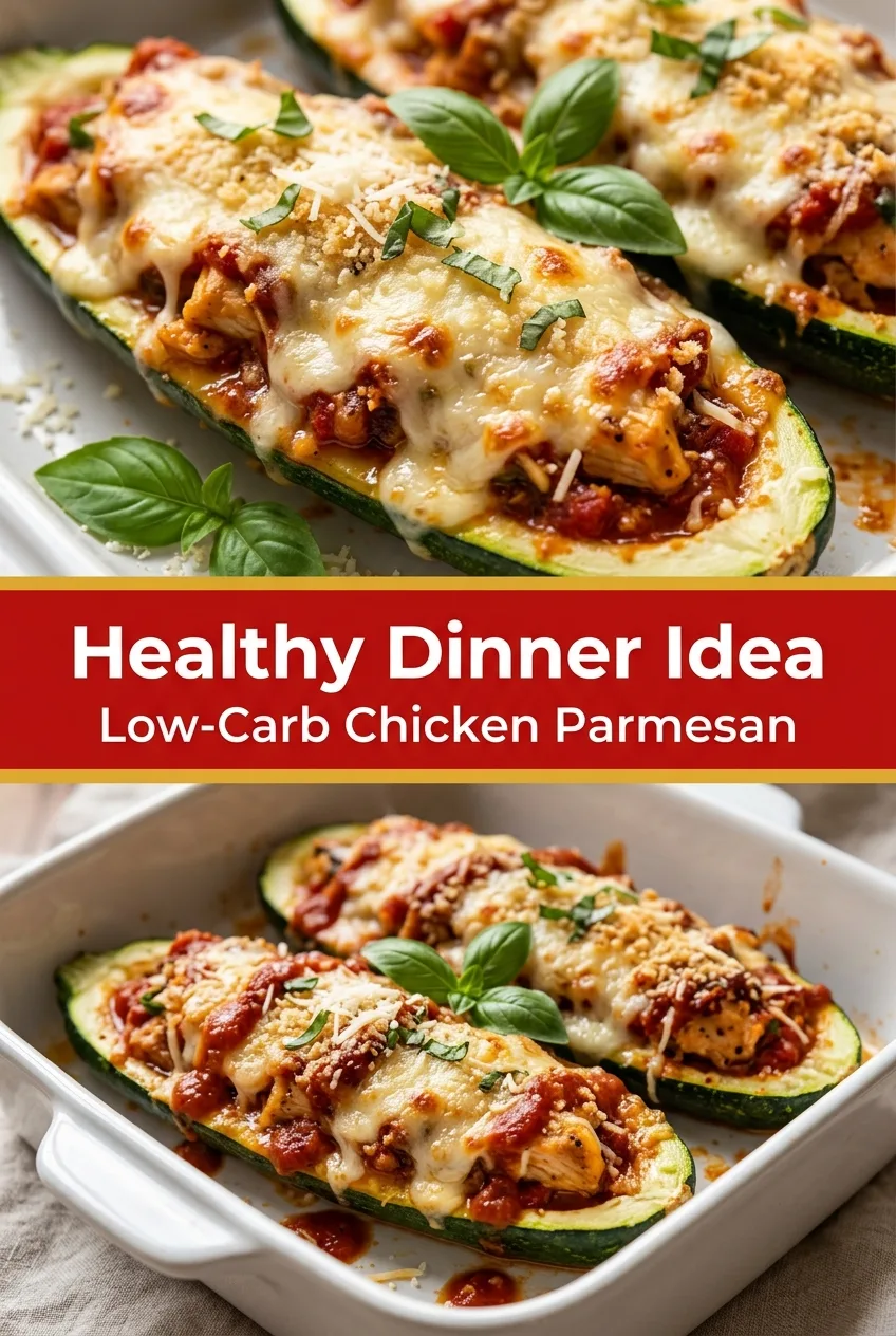 Healthy Dinner Idea: Chicken Parmesan Stuffed Zucchini Boats