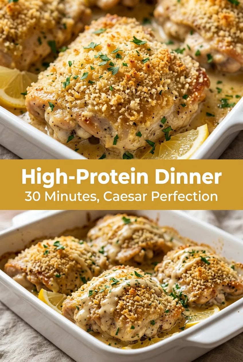 High-Protein Dinners: Creamy Baked Caesar Chicken Thighs
