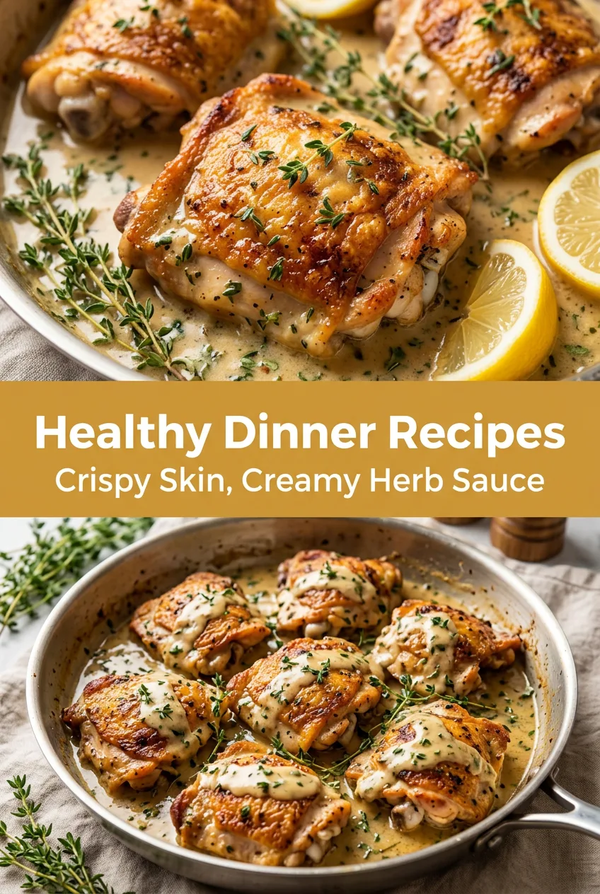 Healthy Dinner Recipes: Creamy Herb Oven Baked Chicken Thighs