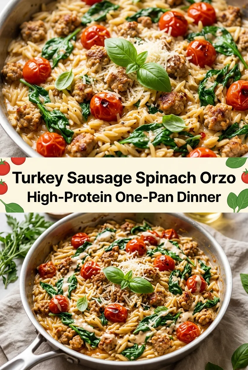 High-Protein Dinner Ideas: Creamy Turkey Sausage Spinach Orzo