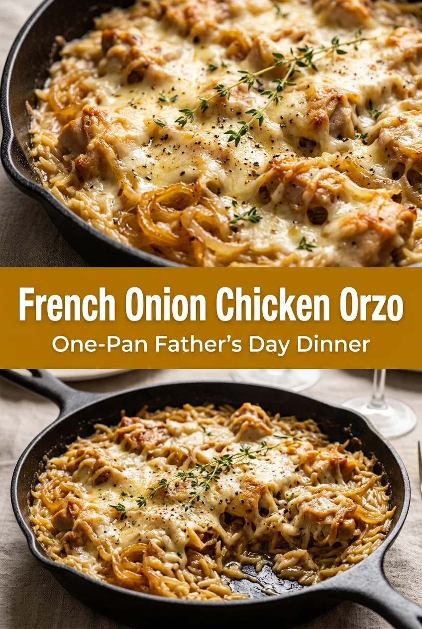 Father's Day Dinner: French Onion Chicken Orzo Bake
