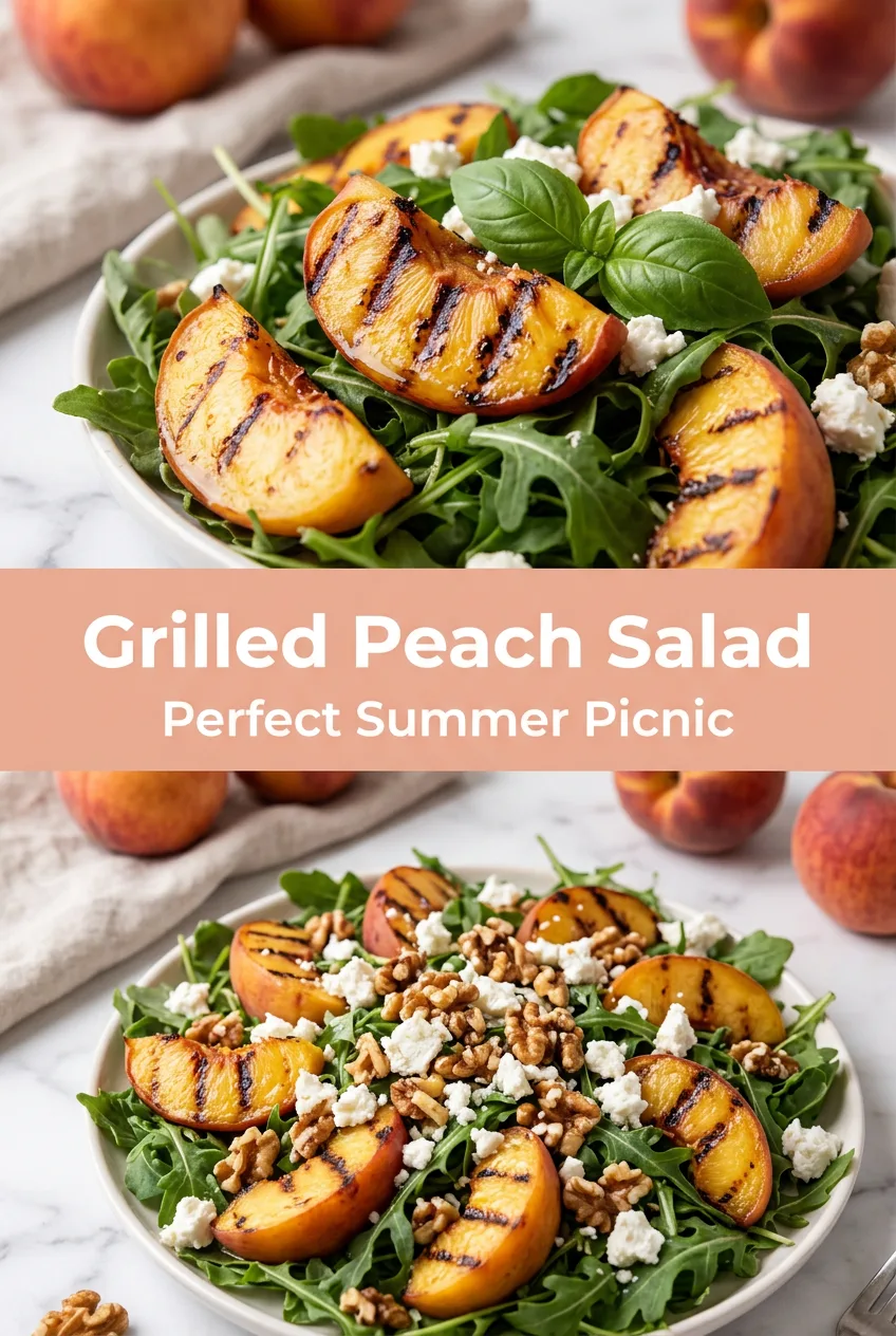 Summer Picnic Recipes: Grilled Peach Arugula Salad with Honey Balsamic