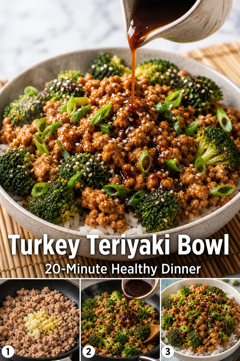 Healthy Summer Dinner: Ground Turkey Teriyaki and Broccoli