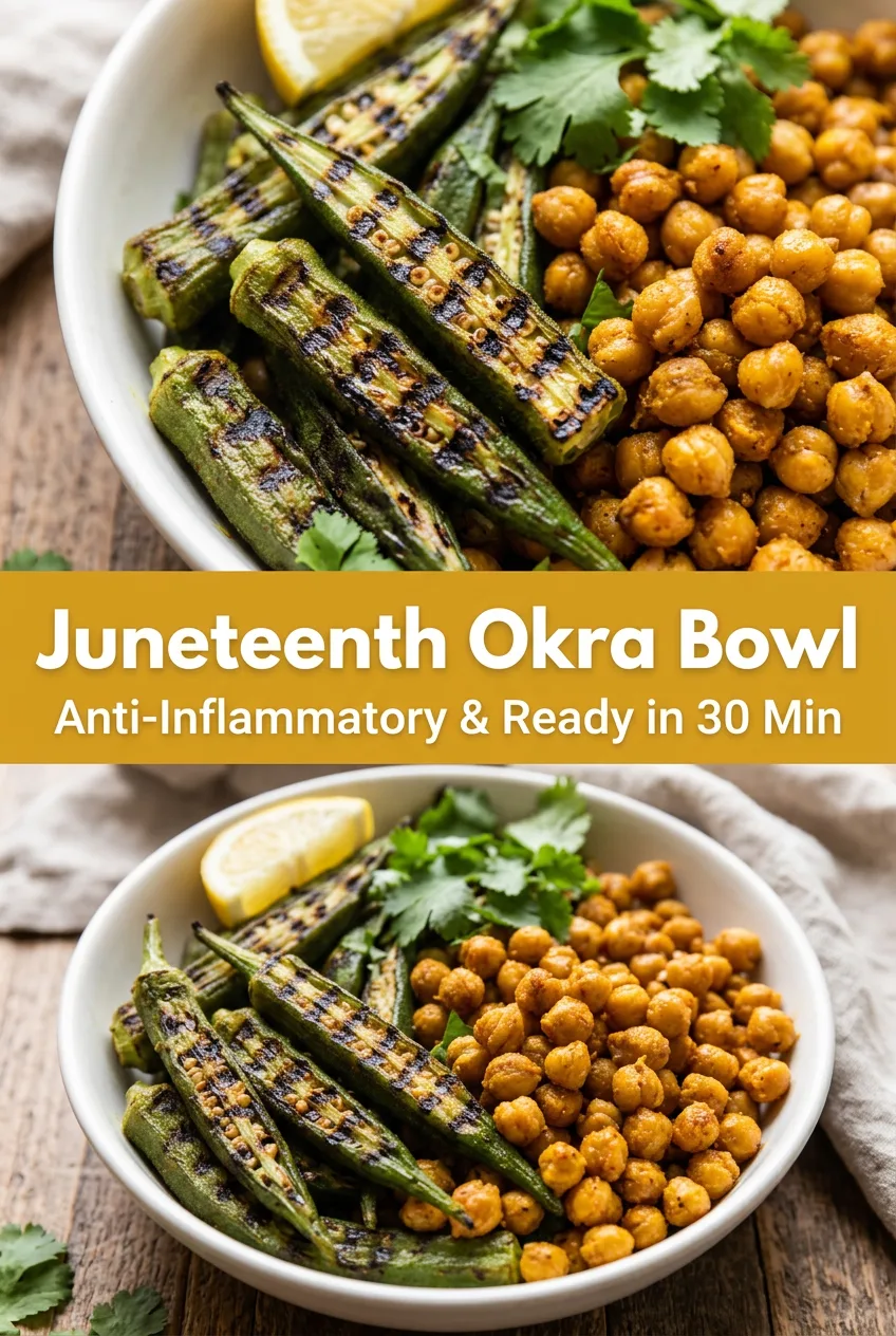 Juneteenth Recipes: Grilled Okra Turmeric Chickpea Bowl