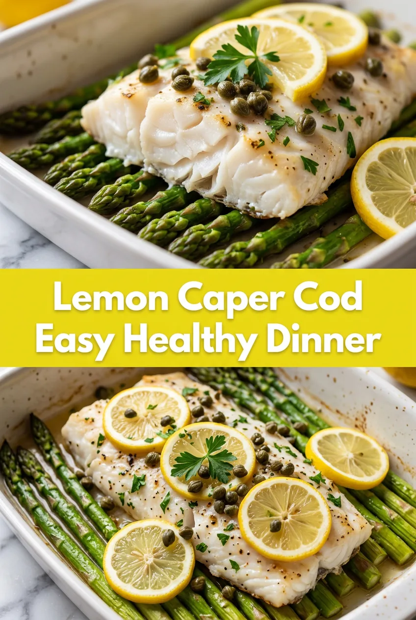 Healthy Dinner Ideas: Lemon Caper Baked Cod with Asparagus
