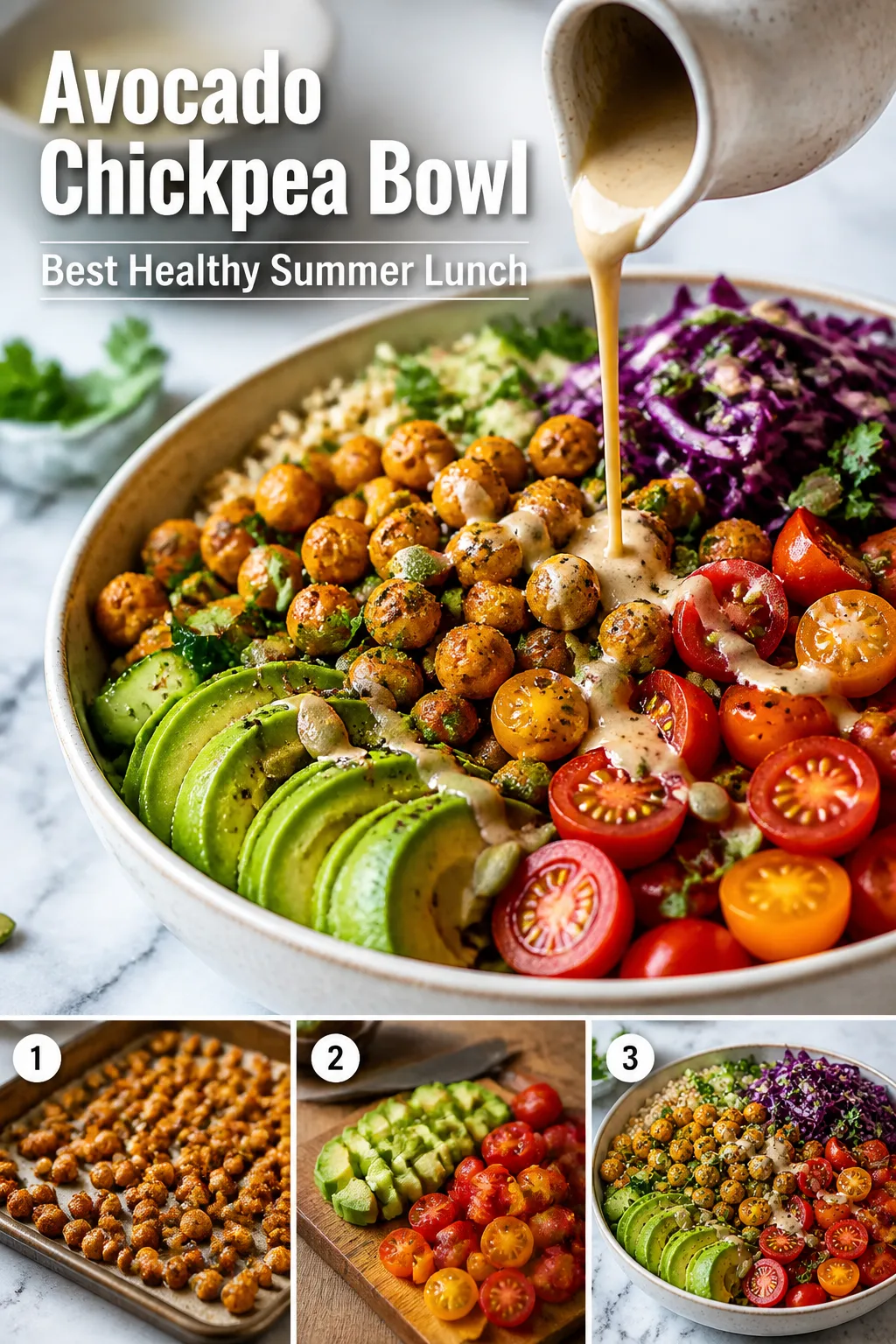 Healthy Summer Lunch: Rainbow Avocado Chickpea Power Bowl