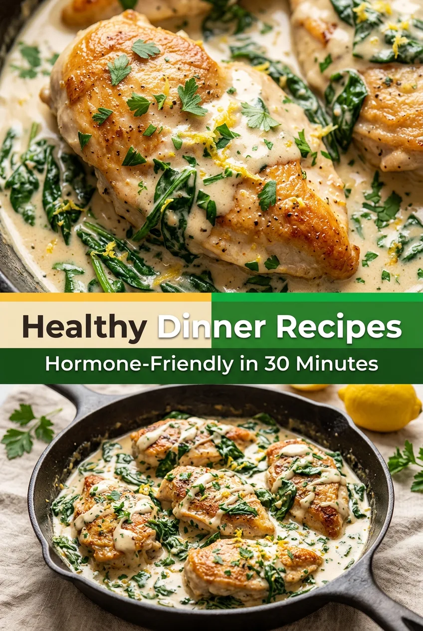 Healthy Dinner Recipes: Skillet Chicken Florentine with Spinach