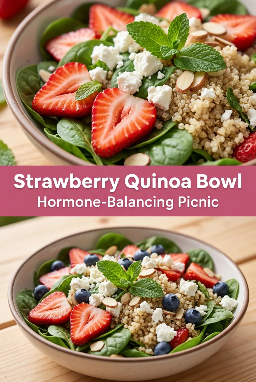 Picnic Salad Ideas: Strawberry Spinach Quinoa Bowl