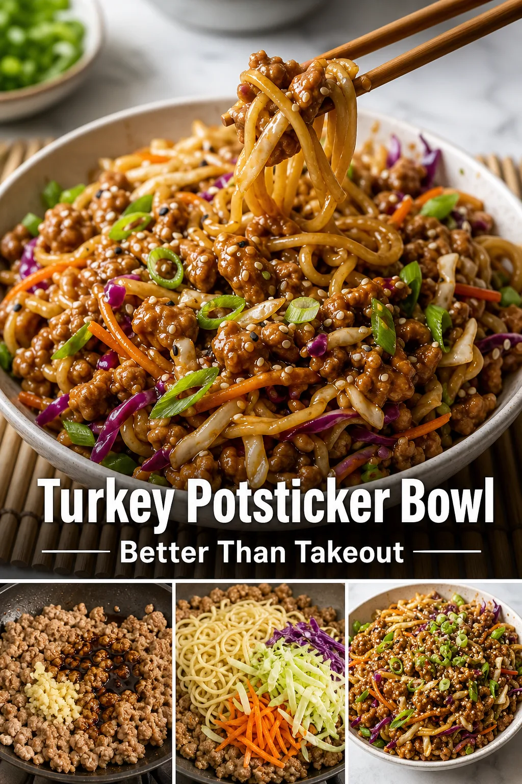 Healthy Dinner: Turkey Potsticker Noodle Bowl